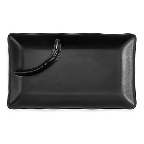 Imagem de Prato Retangular Sushi Naha em Melamina com porta Shoyu 19x12cm MLNA077PT - Hauskraft