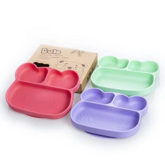 Imagem de Prato Silicone Premium Bichinhos Infantil Ventosa Talher