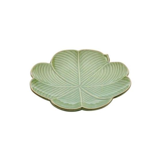 Imagem de Prato Sobremesa de Cerâmica Banana Leaf Verde 20x20x3 cm Lyor