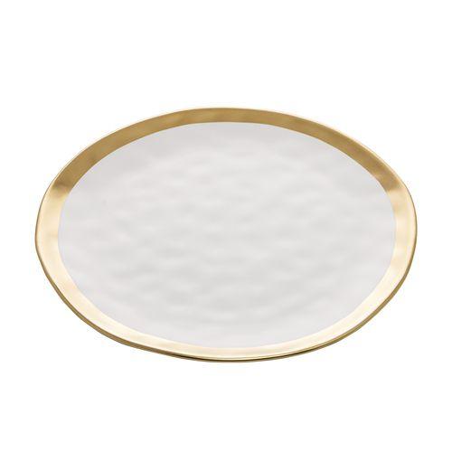 Imagem de PRATO SOBREMESA DE PORCELANA BRANCO/DOURADO DUBAI WOLFF 21cm