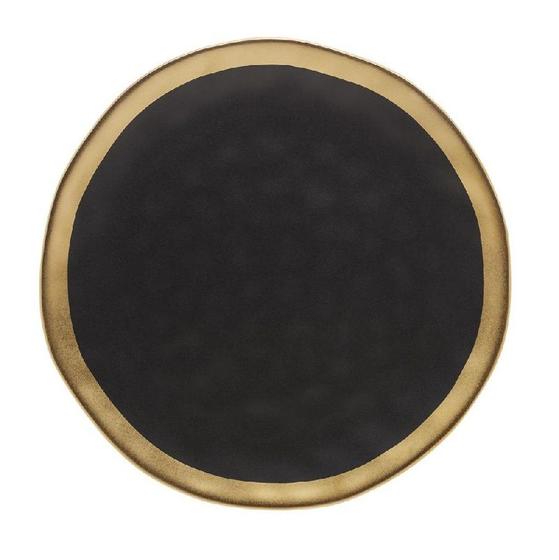 Imagem de Prato Sobremesa Porcelana Preto e Dourado Dubai 21 cm Wolff