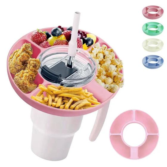 Imagem de Prato Suporte De Petisco Dividido Compatível Com Copo Bandeja  de Snacks Para Copo 1,200ml 