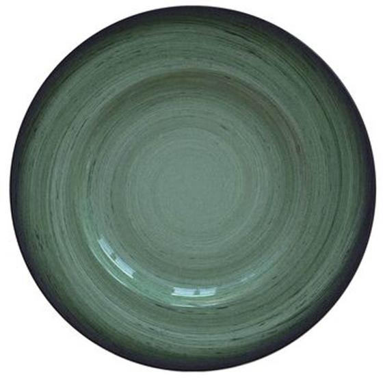 Imagem de Prato Verde Rústico Porcelana Tramontina Raso 27cm Avulso Decorado