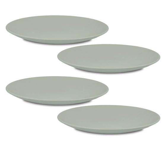 Imagem de Pratos De Sobremesa Ceramica Cinza Kit Com 4 Peças 22cm