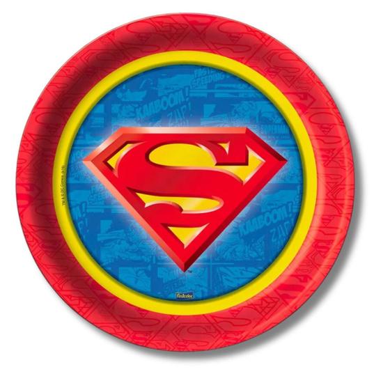 Imagem de Pratos Descartáveis de Papel para Aniversário Comemoração - Superman Geek - 8 Unidades - Festcolor