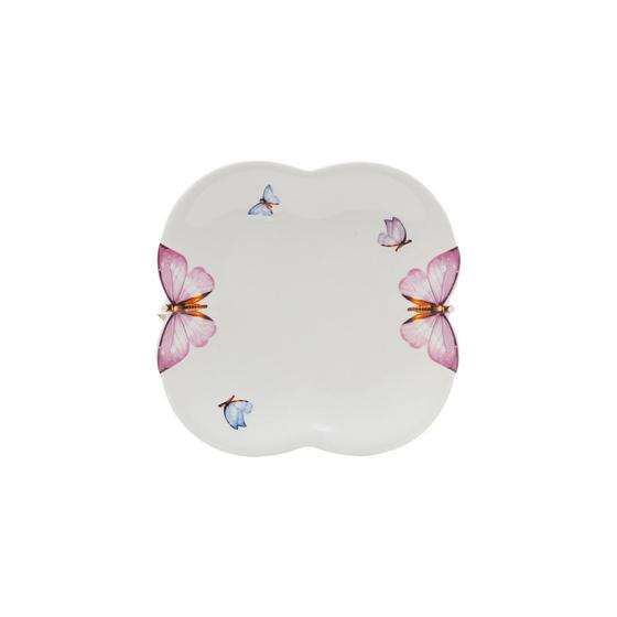Imagem de Pratos para Sobremesa de Porcelana Borboletas 19cm 6 Peças
