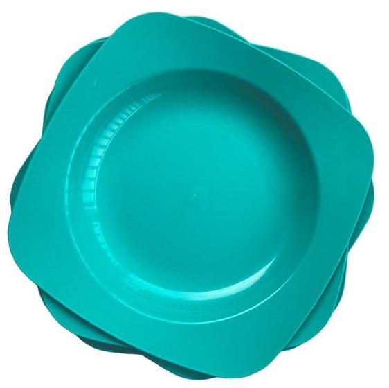 Imagem de pratos rasos quadrado colorido grande duro servir mesa pastel lanche petisco churrasco festa