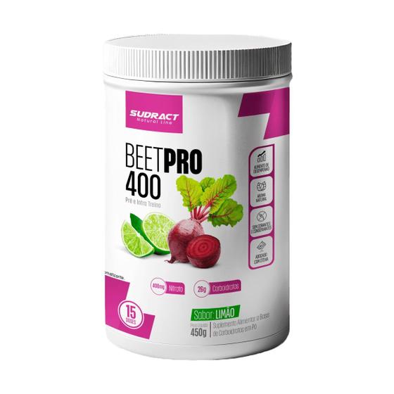 Imagem de Pré E Intra Treino Beet Pro 400 Sabor Limão 450g Sudract