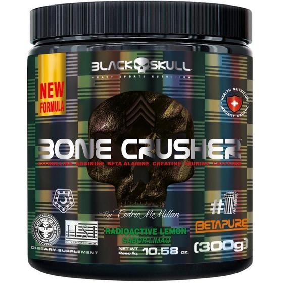 Imagem de Pre Treino Bone Crusher 300G Nova Formula Limão Black Skull