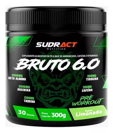 Imagem de Pre treino bruto 6.0 sudract - 300g (30 doses) - limonada