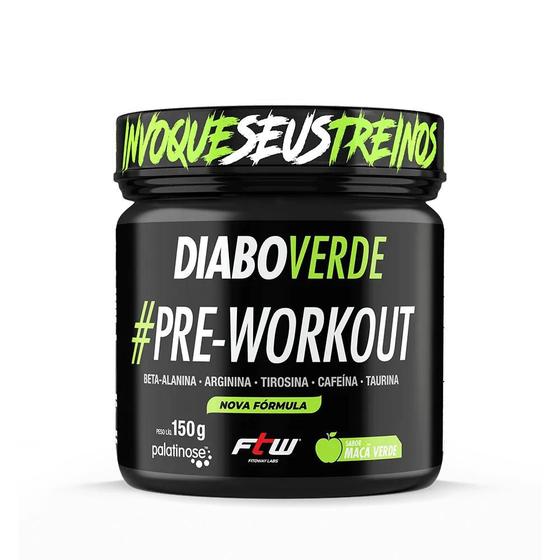 Pre Treino Diabo Verde Com Tirosina 150g Maça Verde - FTW Menor preço em Pre Treino Diabo Verde Com Tirosina 150g Maça Verde - FTW