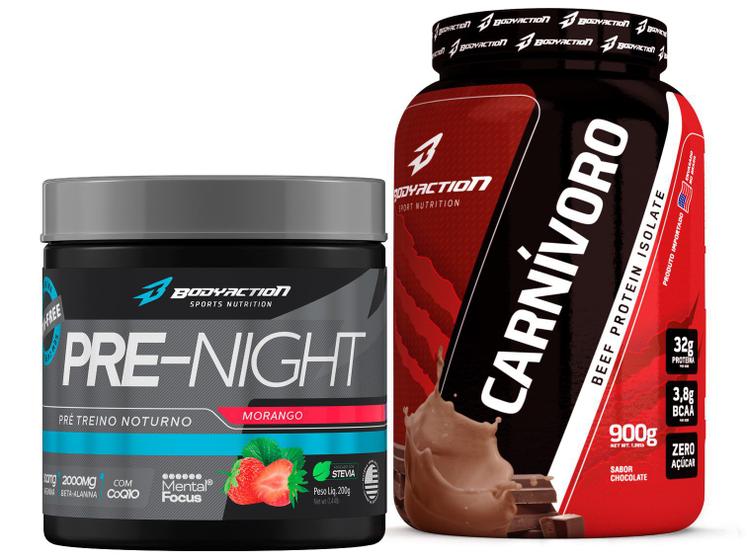 Pre Treino Noturno Sem Cafeína + Whey Isolado Carnívoro 900g ...
