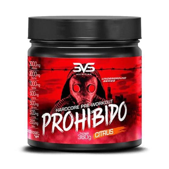 Pré-Treino Prohibido 3VS Nutrition citrus - 360g Menor preço em Pré-Treino Prohibido 3VS Nutrition citrus - 360g