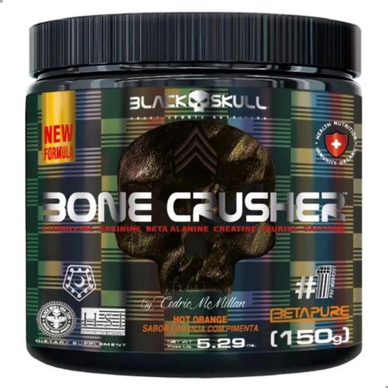 Imagem de Pre Workout Bone Crusher Pure Nova Fórmula 150g Black Skull