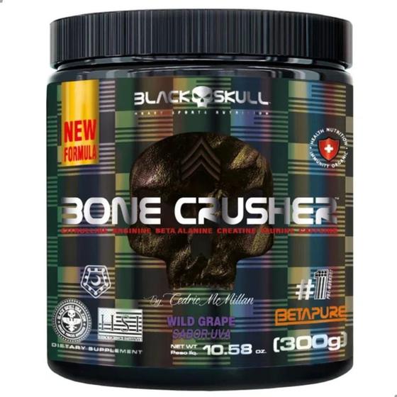 Imagem de Pre Workout Bone Crusher Pure Nova Fórmula 300g Black Skull