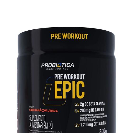 Imagem de Pre Workout Epic Probiótica (300g) Guaraná c/ Laranja