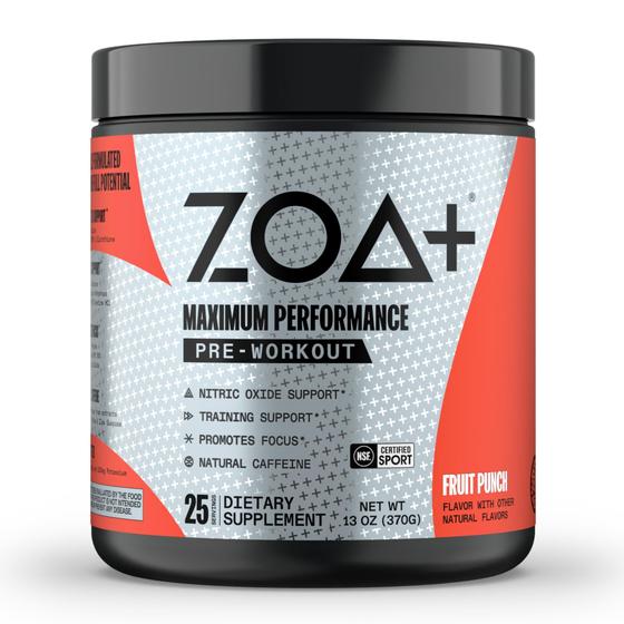 Imagem de Pre Workout Powder ZOA+ Zero Sugar Fruit Punch 25 porções