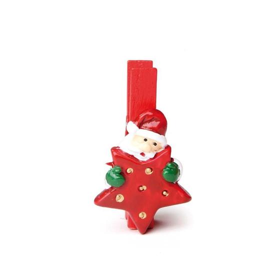 Imagem de Pregador Papai Noel Natal Vermelho 6 Pçs 4Cm Vermelha