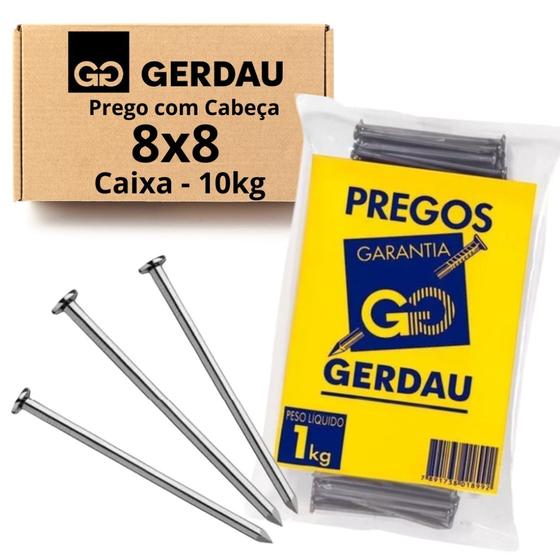 Imagem de Prego 8x8 Com Cabeça 10kg Gerdau