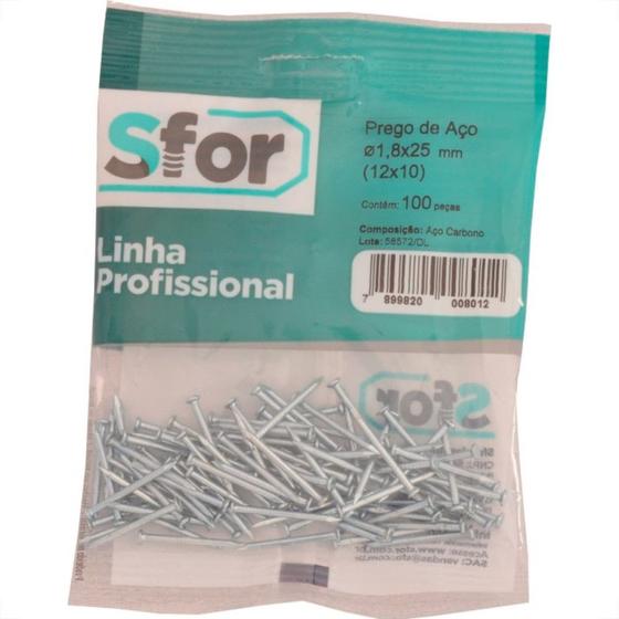 Imagem de Prego Aco Sforplast Com Cabeca  12X10 (1,80X23mm)   100pcs