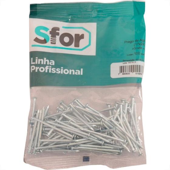 Imagem de Prego Aco Sforplast Com Cabeca  17X24 (3,00X55mm)   100pcs