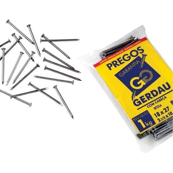 Prego c/ Cabeça 18x27 1kg Emb. c/ 20 Un. - Gerdau Menor preço em Prego c/ Cabeça 18x27 1kg Emb. c/ 20 Un. - Gerdau