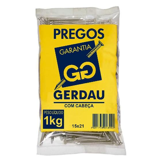 Imagem de Prego Com Cabeça Polido 15x21 (2x13) 1kg - Gerdau