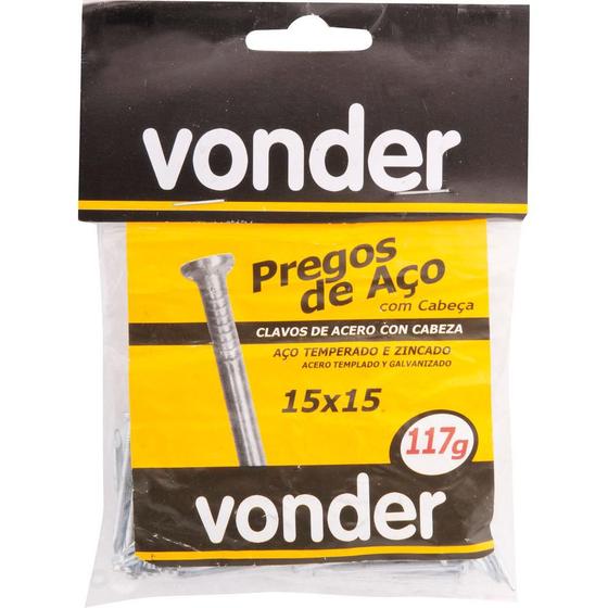 Imagem de Prego de aço 8x8 com cabeça zincado 100 peças - Vonder