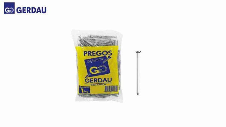 Imagem de Prego gerdau polido com cabeça 16x27 (2.1/2x12) pacote c/1kg  