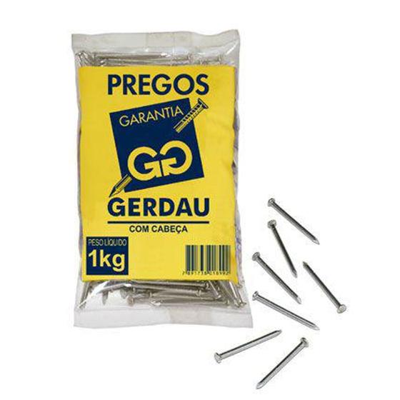 Pregos com Cabeça 17x24 pacote de 1kg - Gerdau Menor preço em Pregos com Cabeça 17x24 pacote de 1kg - Gerdau