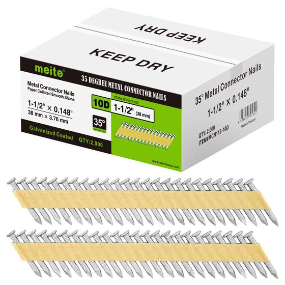 Imagem de Pregos de Conector de Metal Galvanizados 35° - Pacote com 2000 Unidades