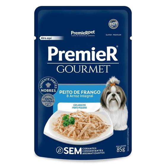 Imagem de Premier gourmet cães adultos porte pequeno peito de frango e arroz integral 85g