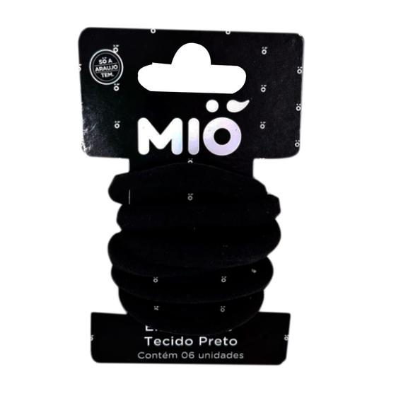 Imagem de Prendedor de Cabelo Elástico Mió Preto 6 Unidades