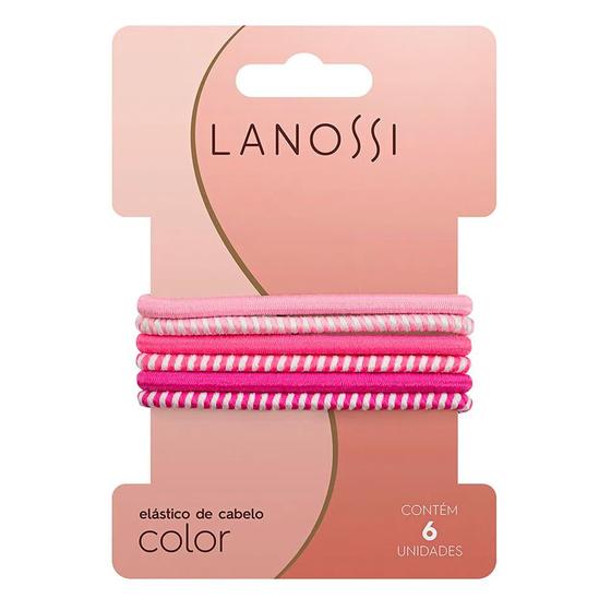 Imagem de Prendedor De Cabelo Lanossi Elástico Pink Com 6 Unidades
