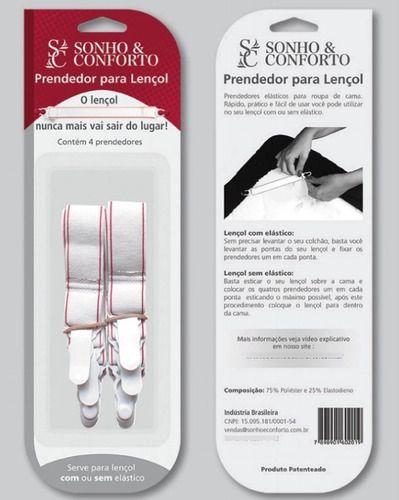 Imagem de Prendedor De Lençol Cama Elástico Branco Kit C/ 4