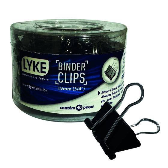 Imagem de Prendedor De Papel Binder Clip 19mm Caixa com 40 Unidades