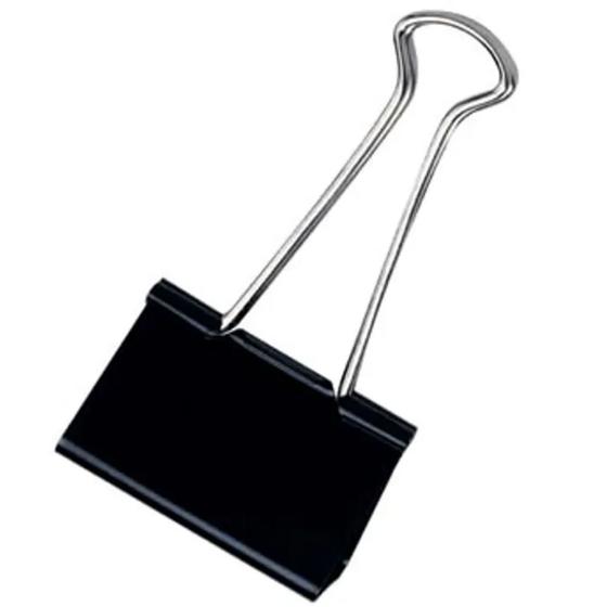 Prendedor de Papel tipo blinderclip em Aço cor preta Base 41mm caixa c