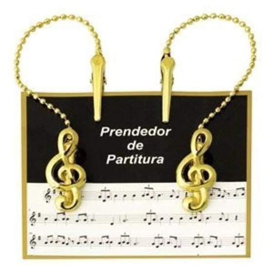 Imagem de Prendedor de partitura clipets c/ corrente dourado