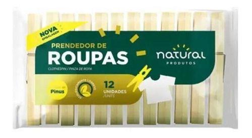 Imagem de Prendedor De Roupa Madeira Natural C/12 