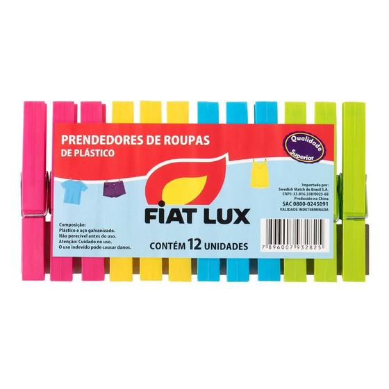 Imagem de Prendedor De Roupa Resistente Plástico Com 12 FiatLux