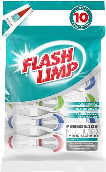 Imagem de Prendedor Multiuso Emborrachado Branco Com 10 Peças Flash Limp