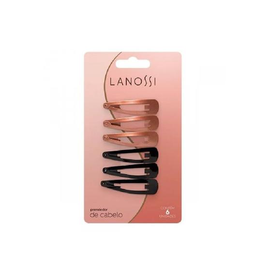 Prendedor Para Cabelo Lanossi Tictac Black Com 6 Unidades - Ls2521