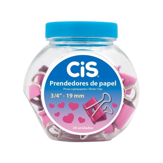 Imagem de Prendedores de Papel Coração Rosa 19mm 24 unidades - Cis