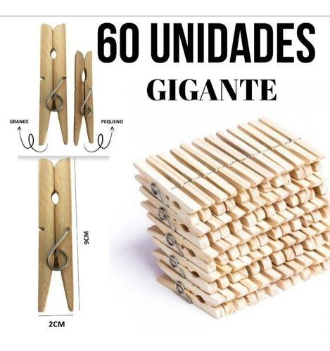 Prendedores De Roupa Madeira Pregador Kit 60 Unidades Barato Menor preço em Prendedores De Roupa Madeira Pregador Kit 60 Unidades Barato