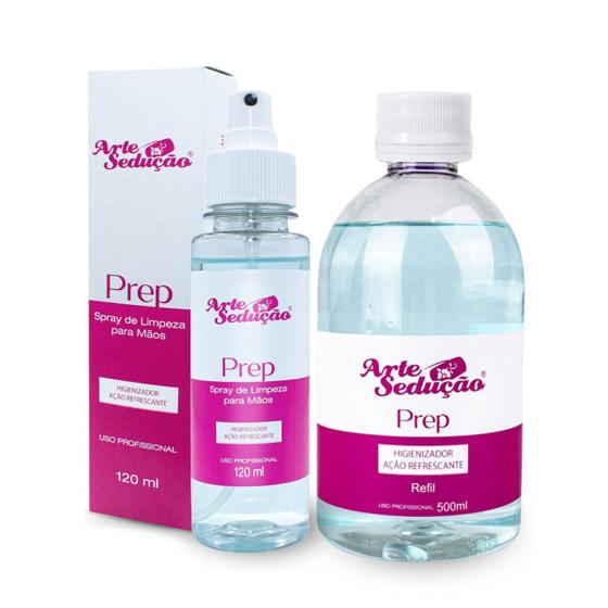 Imagem de Prep Spray Higienizador 120ml + Refil 500ml Arte Sedução