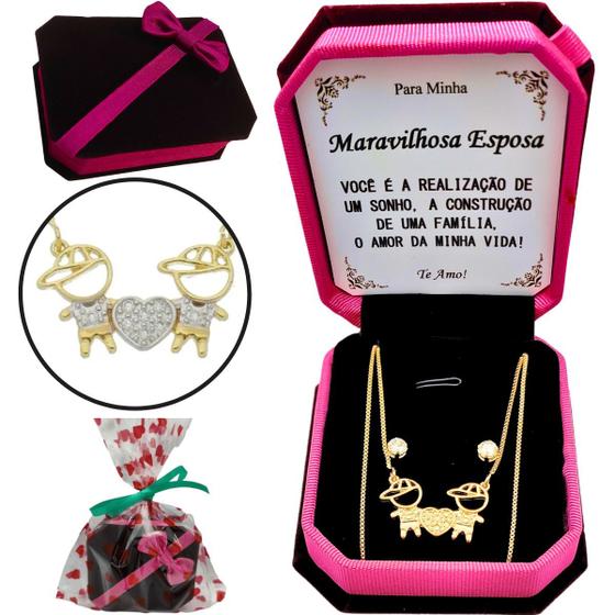 Presente Aniversário Esposa Colar Menina Prata 925 Legítima + Porta Jóias + Dedicatória