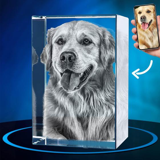 Imagem de Presente comemorativo personalizado para cães com foto de cristal 3D ArtPix