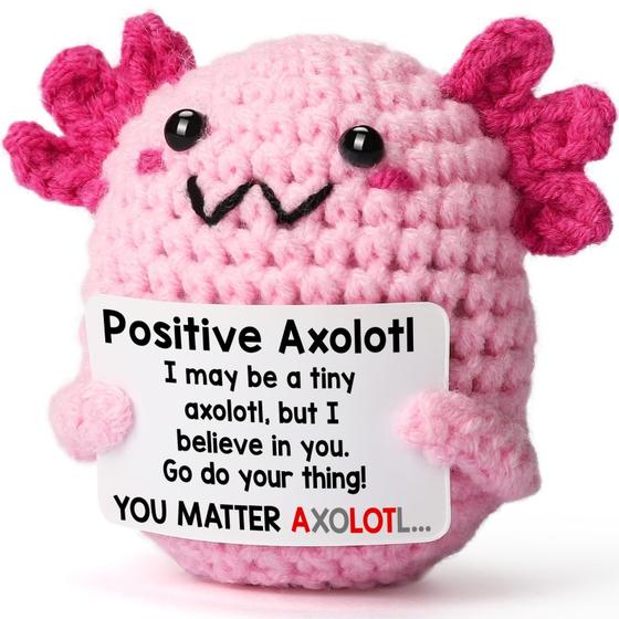 Imagem de Presente de apoio emocional feito à mão em crochê Axolotl de pelúcia