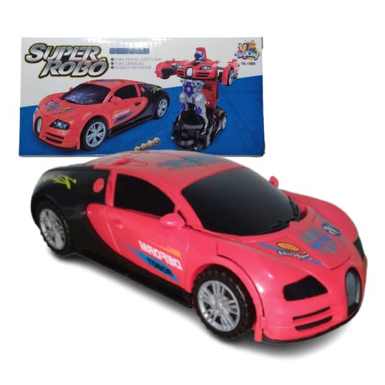 Imagem de Presente De Natal Brinquedo Carrinho Transformes Robô Com Efeitos Sonoros e Luzes Bugatti