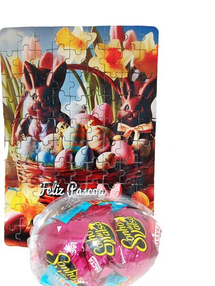 Imagem de Presente de Páscoa Doces e Chocolates + Quebra-cabeça Ovos de Páscoa de 90 peças